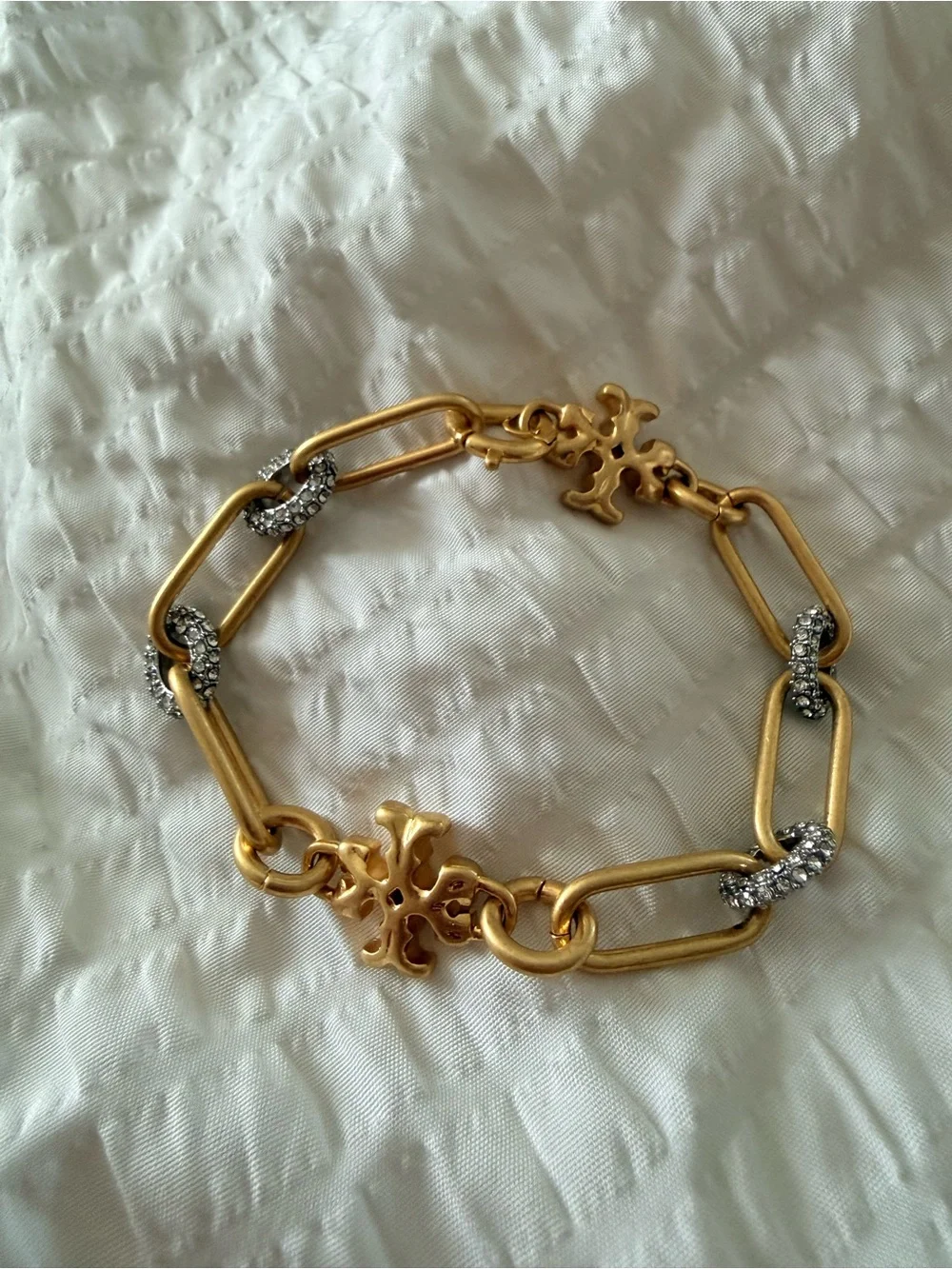 Tory Burch Gold link bracelet with crystal accents